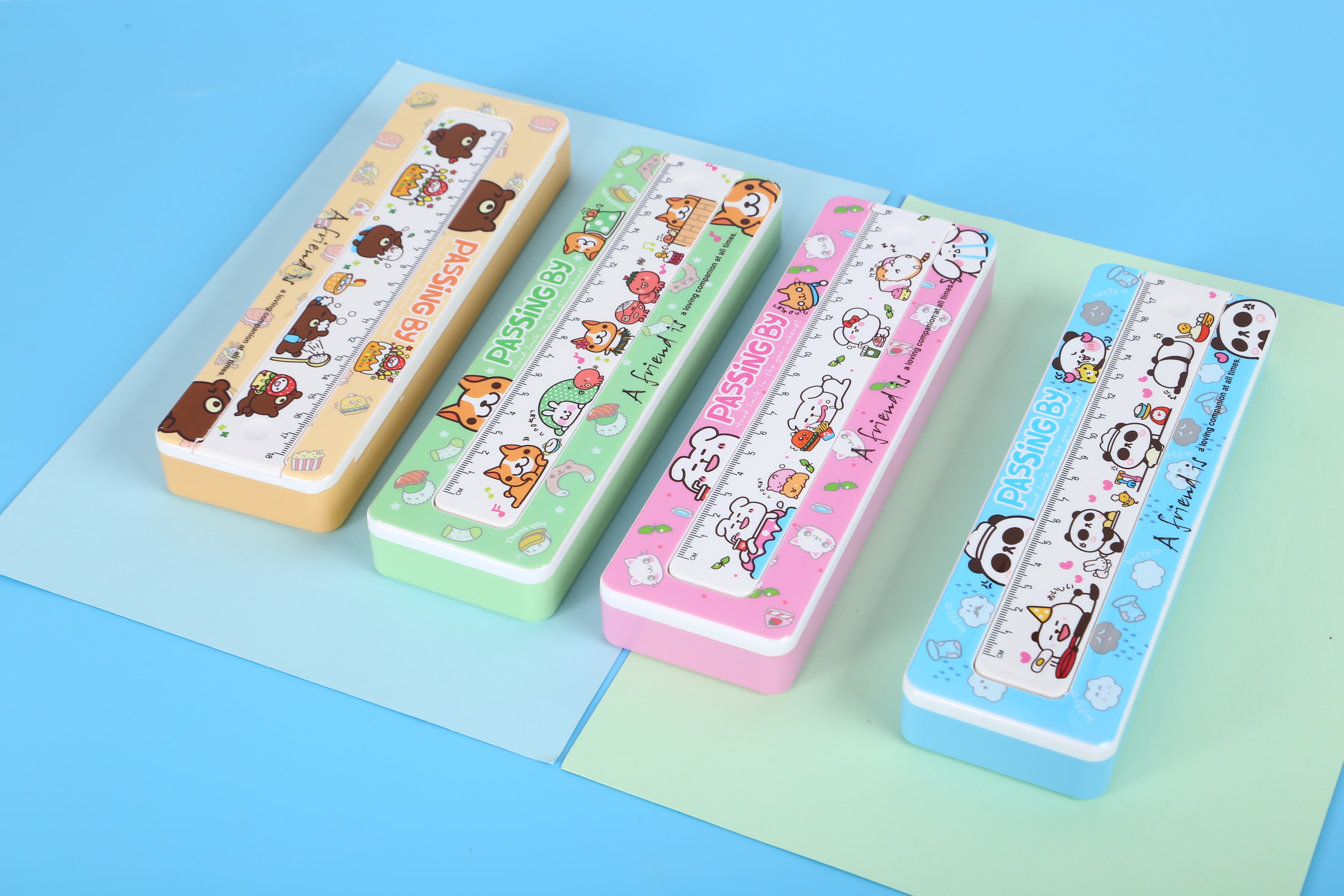新品韩版儿童卡通糖果色文具盒铅笔盒创意单层塑料学生收纳盒笔盒